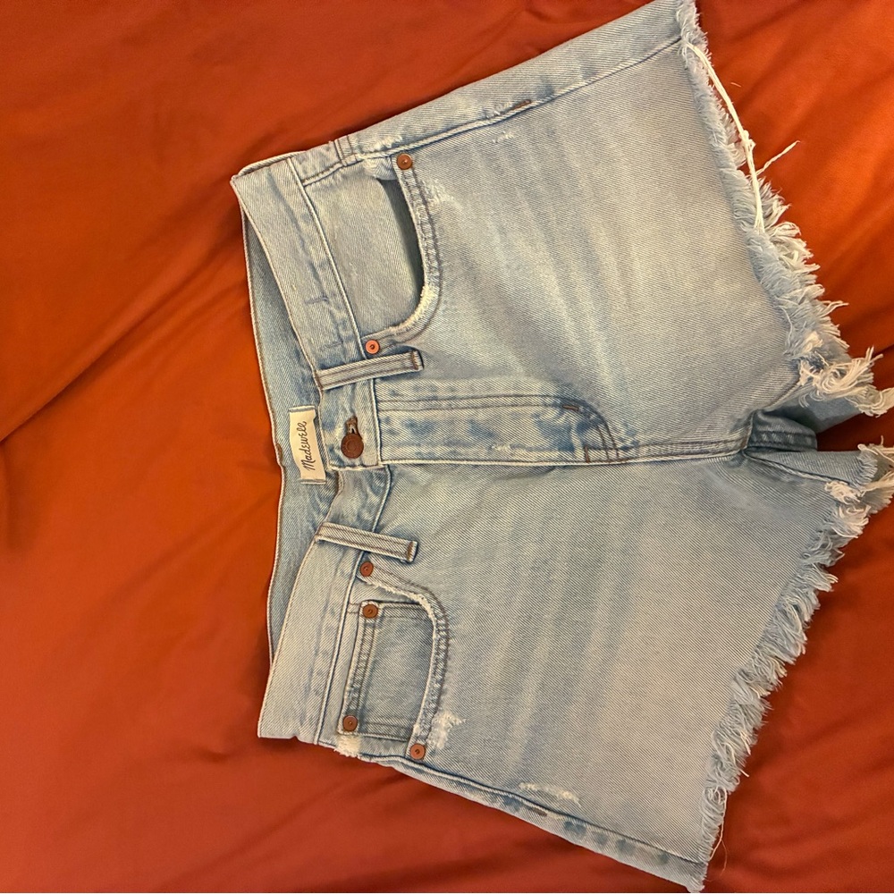 Madewell Blue Jean Shorts Distressed Frayed Hem